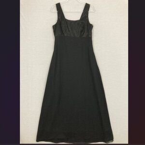 Vintage Caren Desiree Company CDC Black Babydoll Y2K Embroidered Midi Dress sz 8